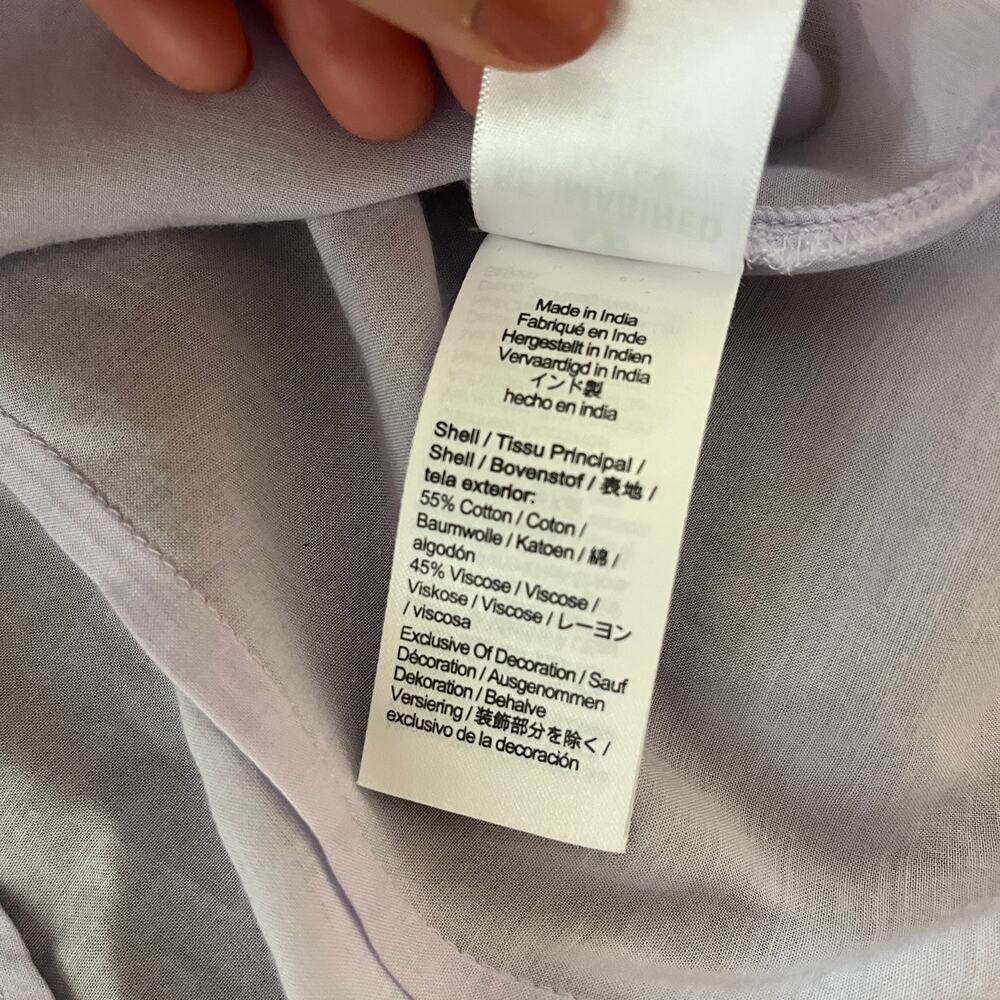 J.Crew Embroidered Ruffle Collar Eyelet Long Sleeve Blouse Shirt Top Lavender 2 - Picture 9 of 10